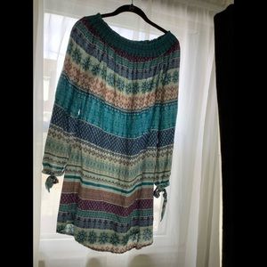 ☑️beachlunchlounge Boho Elastic Neck Mini Dress